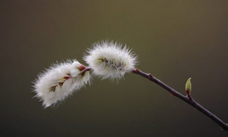 Pussy-willow, Salix caprea, close-up