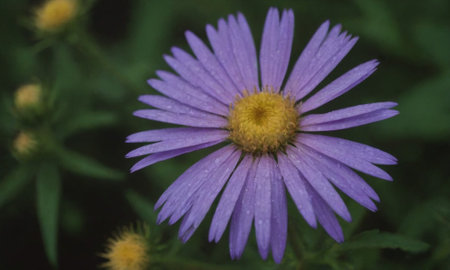 purple daisy flower in the garden, closeup of photoの写真素材