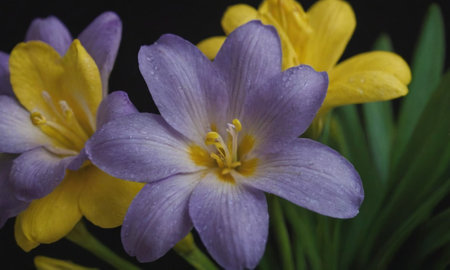 Crocus (Crocus sativus) is a genus of flowering plants in the iris family.の写真素材