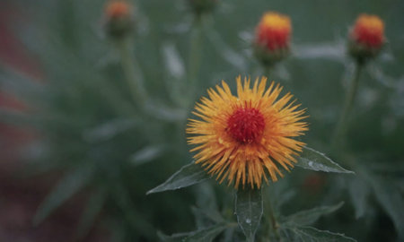 Close up of a calendula officinalis plant in bloomの写真素材