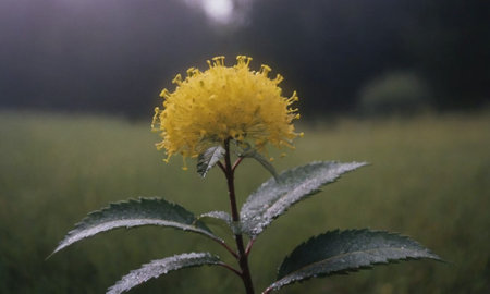 Beautiful yellow flower in the field in the morning, macro photographyの写真素材