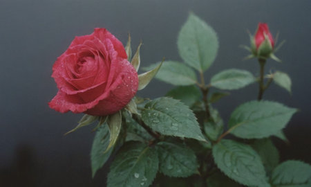 White flower with raindrops on a dark background. Shallow DOF.の写真素材