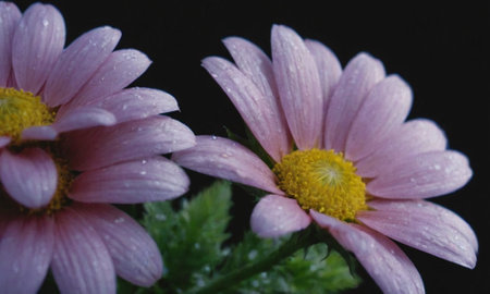 pink chrysanthemum with water drops on petalsの写真素材