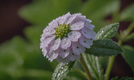 Water droplets on a pink flower in the garden after the rainの写真素材
