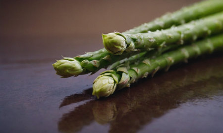 Asparagus on a dark background. Close-up shot.の写真素材