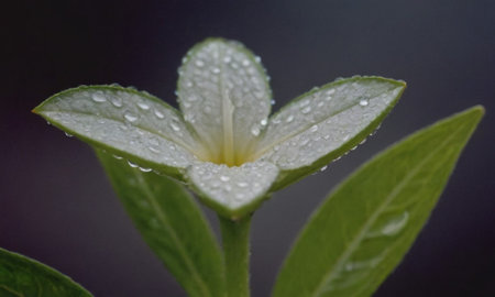 Water droplets on the leaves of a plant after the rain.の写真素材