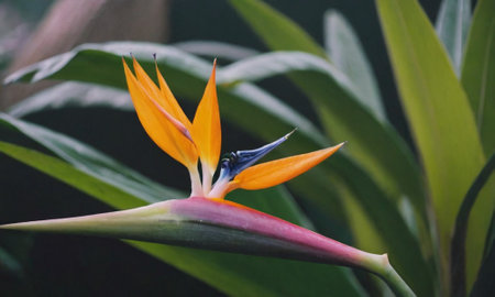 Bird of paradise flower, Strelitzia reginae.の写真素材