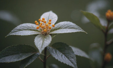 Flowers and leaves of a Japanese hibiscus shrubの写真素材
