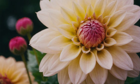 Dahlia flower in the garden. Close-up. Selective focus.の写真素材