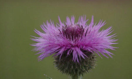 Purple flower of a thistle (Cirsium vulgare)の写真素材