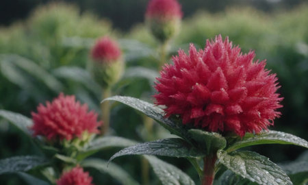 Celosia argentea or Chinese cockscomb flowerの写真素材