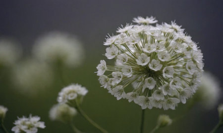 White flowers of Allium Giganteum (Allium Giganteum)の写真素材