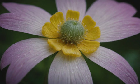 Close up of a single spring flower with raindrops on petalsの写真素材