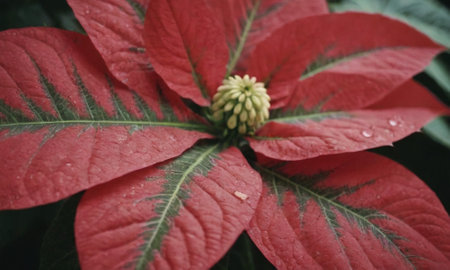 Poinsettia, christmas flower, red, close upの写真素材
