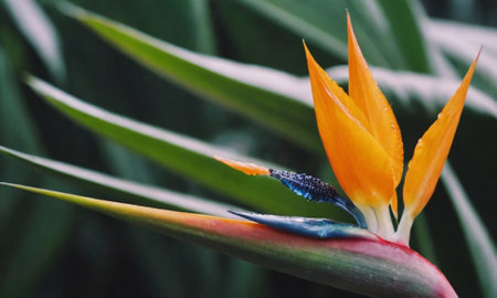 Bird of paradise flower, Strelitzia reginae.の写真素材