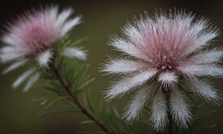 Flowering thistle in the forest, close-up.の写真素材