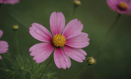 Cosmos flowers blooming in the garden in summer. Cosmos bipinnatusの写真素材