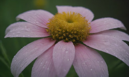 Beautiful pink flower with raindrops on the petals close-upの写真素材