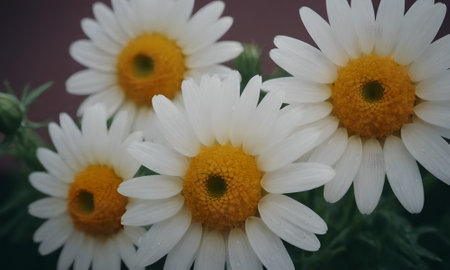 White daisies on a dark background. Selective focus.の写真素材