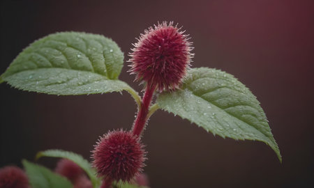 Burdock flower with water droplets on its petals.の写真素材