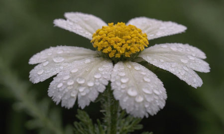 White chamomile with drops of water on the petalsの写真素材