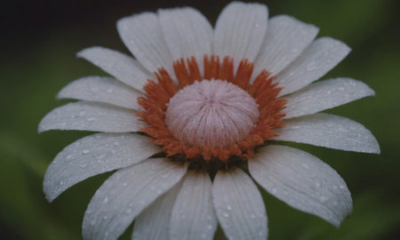 Daisy flower with raindrops on the petals close-upの写真素材