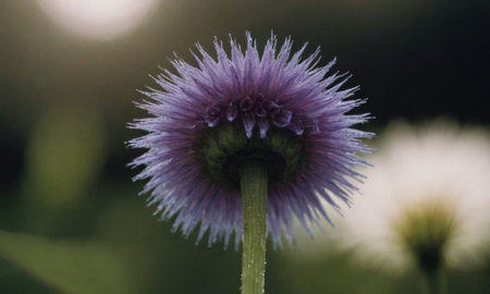 purple flower in the garden in the morning light, close up