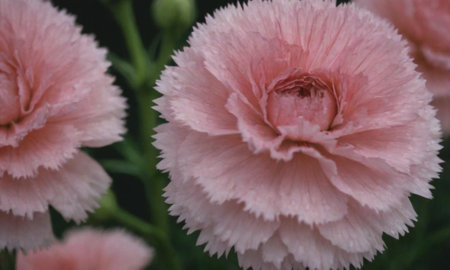 Close up of pink carnation flowers in the garden. Selective focus.の写真素材
