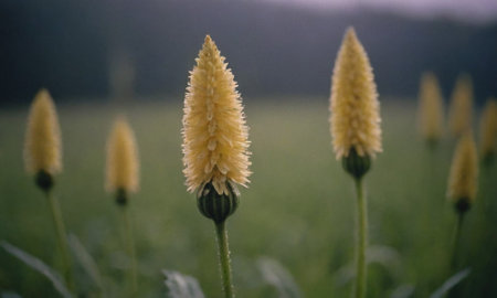 Flowers in the field in the evening. Close-up.の写真素材