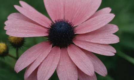 pink echinacea flower with water drops on the petalsの写真素材