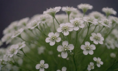 White flowers on a dark background. Shallow depth of field.