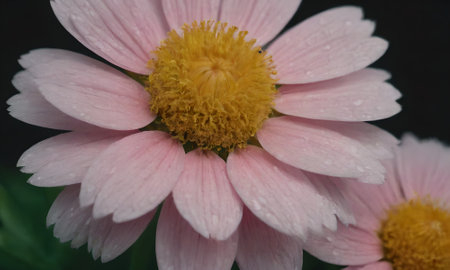 pink chrysanthemum with rain drops on petalsの写真素材
