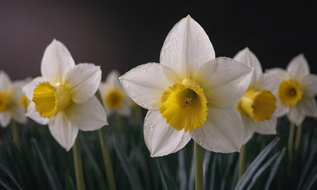 Narcissus. Narcissus poeticus. Daffodil flowers.の写真素材