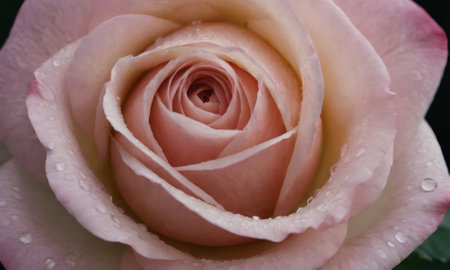 pink and white rose with water drops on petals close upの写真素材