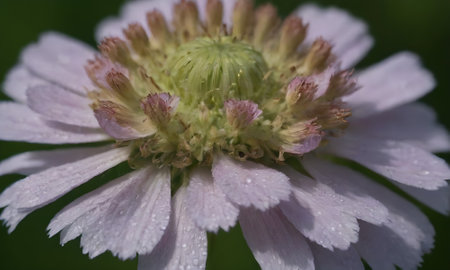 Flower with rain drops on a green background. Close-up.の写真素材