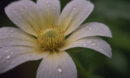 Anemone flower with drops of dew after the rain.の写真素材