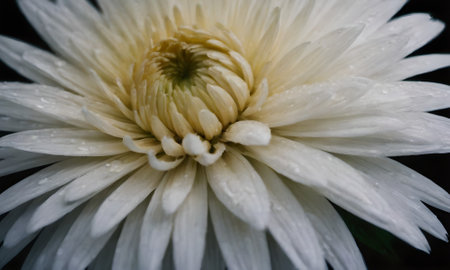 White chrysanthemum flower close-up macro photography.の写真素材