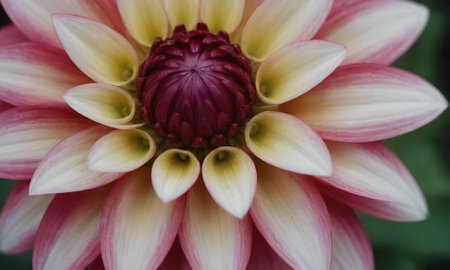 Pink and white dahlia flower in the garden, stock photoの写真素材