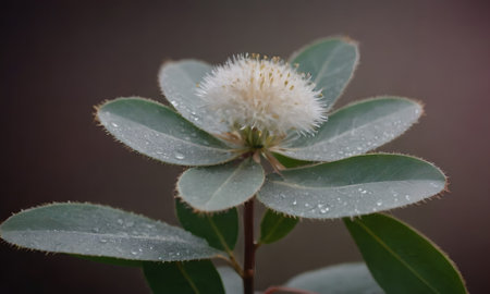 Eucalyptus tree with water droplets on the leavesの写真素材