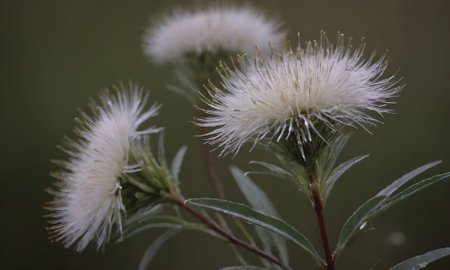 Close up of the white flowers of Callistemon citrinusの写真素材