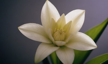 White lily flower on dark background, close-up, macroの写真素材