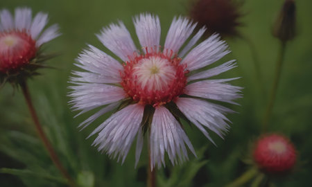 Aster flower in the garden. Selective focus. Nature.の写真素材