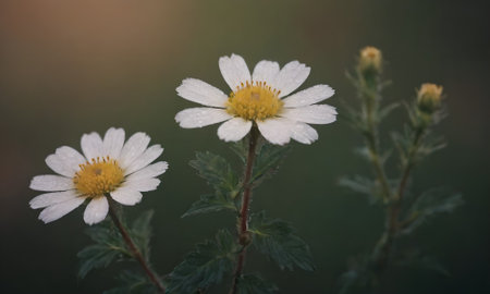 white daisy flower in the garden. soft focus and vintage toneの写真素材