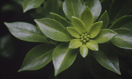 Close up of a green plant (Euphorbia milli)の写真素材
