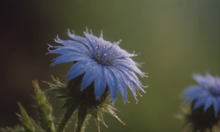 Beautiful blue cornflowers in the garden. Selective focus.