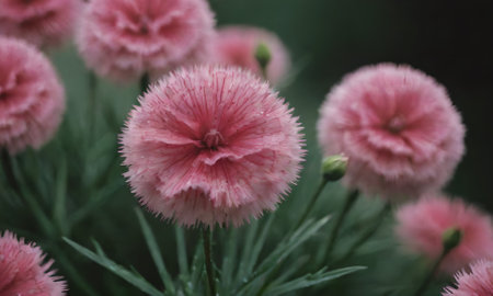 Pink carnation flowers in the garden. Beautiful pink carnation flowers.の写真素材