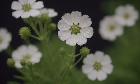 White flowers on a dark background. Shallow depth of field.の写真素材