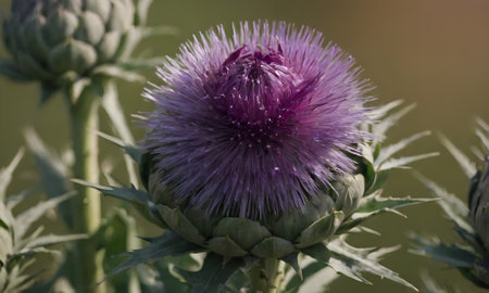 Artichoke (Cirsium vulgare) in bloomの写真素材