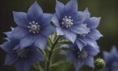 Close up of blue flowers. Shallow depth of field. Toned.の写真素材