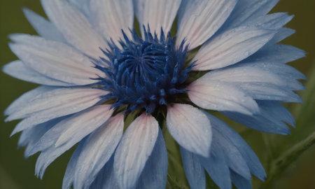 Beautiful blue cornflower with water drops on the petals.の写真素材